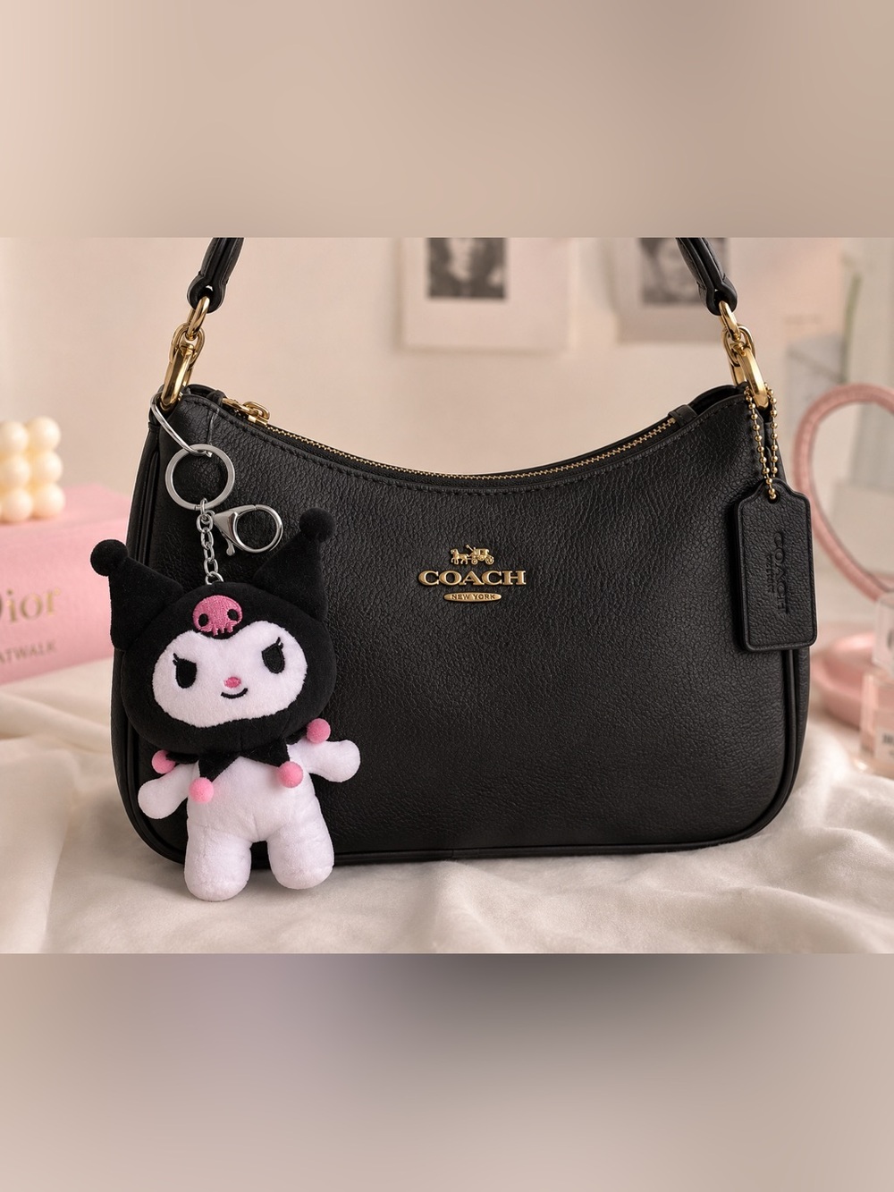 Sanrio Kuromi Plush Keychain Charm.
